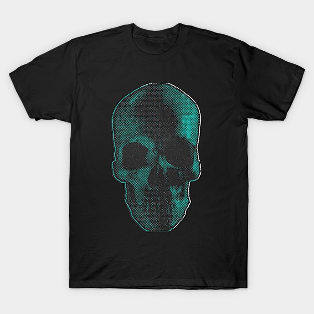 Skullduggery (Halftone-Green) T-Shirt by Ickysan